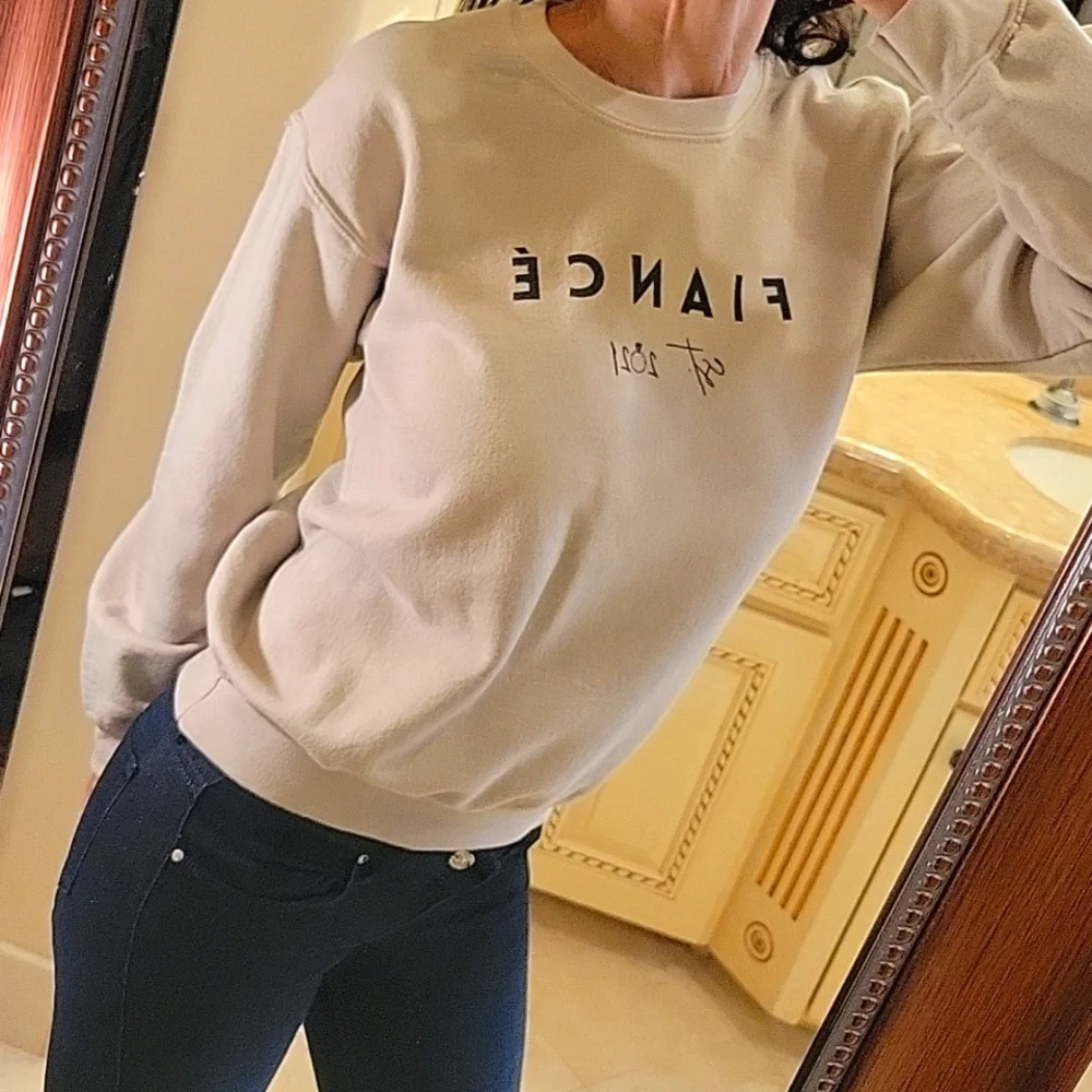 FIANCÉ est. 2021 Beige Sweatshirt,  S - Picture 3 of 16